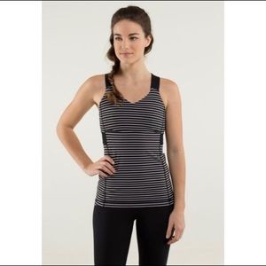 Lululemon Black and White Striped Racerback Tank